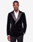 Double Breasted Velvet Blazer - Black