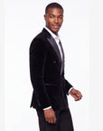 Double Breasted Velvet Blazer - Black