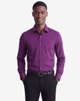 Stretch Must Have Solid Dress Shirt - Plum