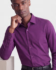 Stretch Must Have Solid Dress Shirt - Plum