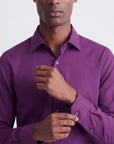 Stretch Must Have Solid Dress Shirt - Plum