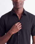 Solid Stretch Short Sleeve Shirt - Black