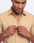 Solid Stretch Short Sleeve Shirt - Gold