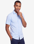 Solid Stretch Short Sleeve Shirt - Sky Blue