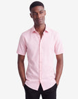 Solid Stretch Short Sleeve Shirt - Pink