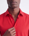 Solid Stretch Short Sleeve Shirt - Red