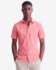 Solid Stretch Short Sleeve Shirt - Salmon