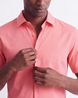 Solid Stretch Short Sleeve Shirt - Salmon