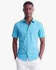 Solid Stretch Short Sleeve Shirt - Turquoise