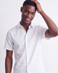 Solid Stretch Short Sleeve Shirt - White