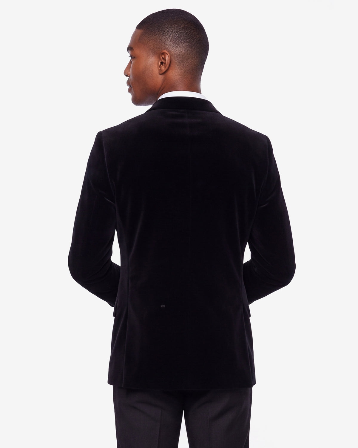 Double Breasted Velvet Blazer - Black