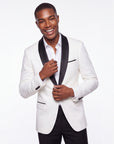 Velvet Shall Lapel Blazer - White
