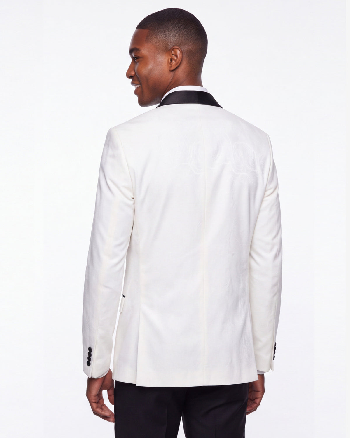 Velvet Shall Lapel Blazer - White
