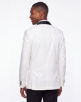 Velvet Shall Lapel Blazer - White
