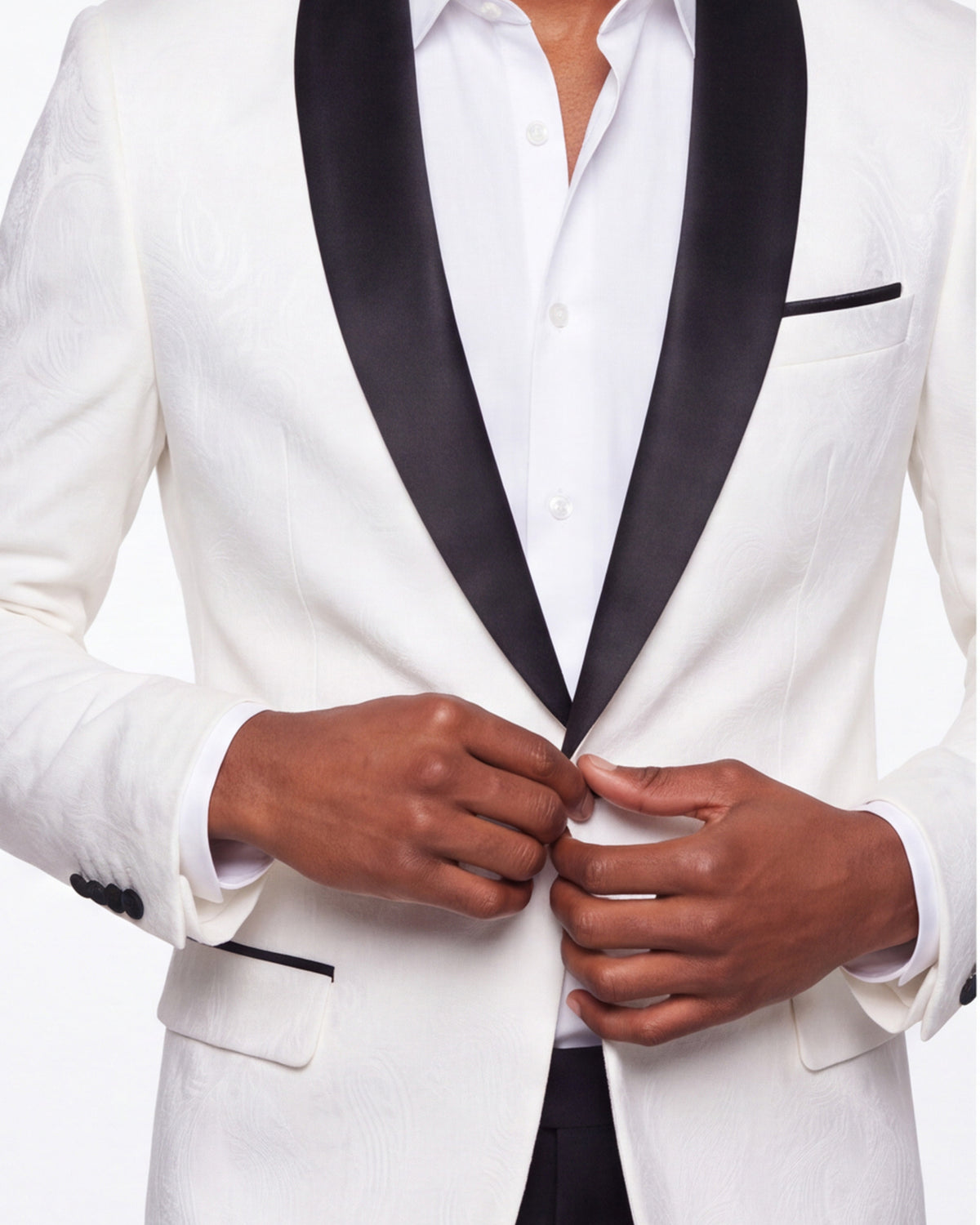 Velvet Shall Lapel Blazer - White