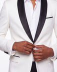 Velvet Shall Lapel Blazer - White