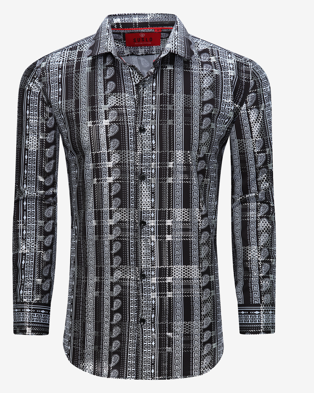 Greek Key Paisley Print Dress Shirt