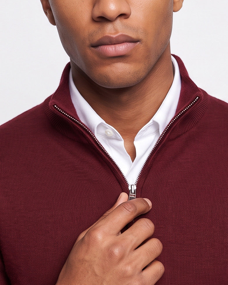 Quarter-zip sweater - Burgundy