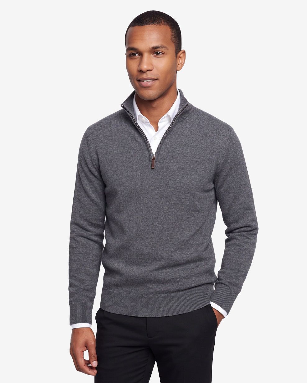 Quarter-zip sweater - Charcoal
