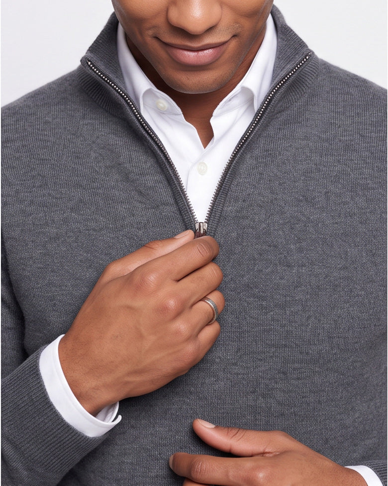Quarter-zip sweater - Charcoal