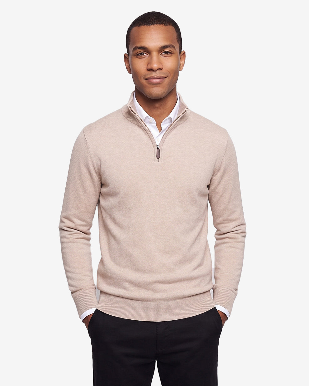 Quarter-zip sweater - Khaki