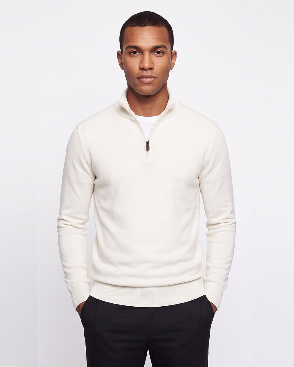 Quarter-zip sweater - White