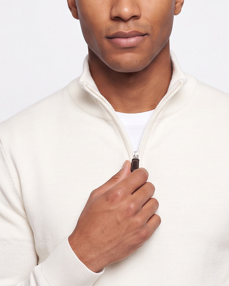 Quarter-zip sweater - White