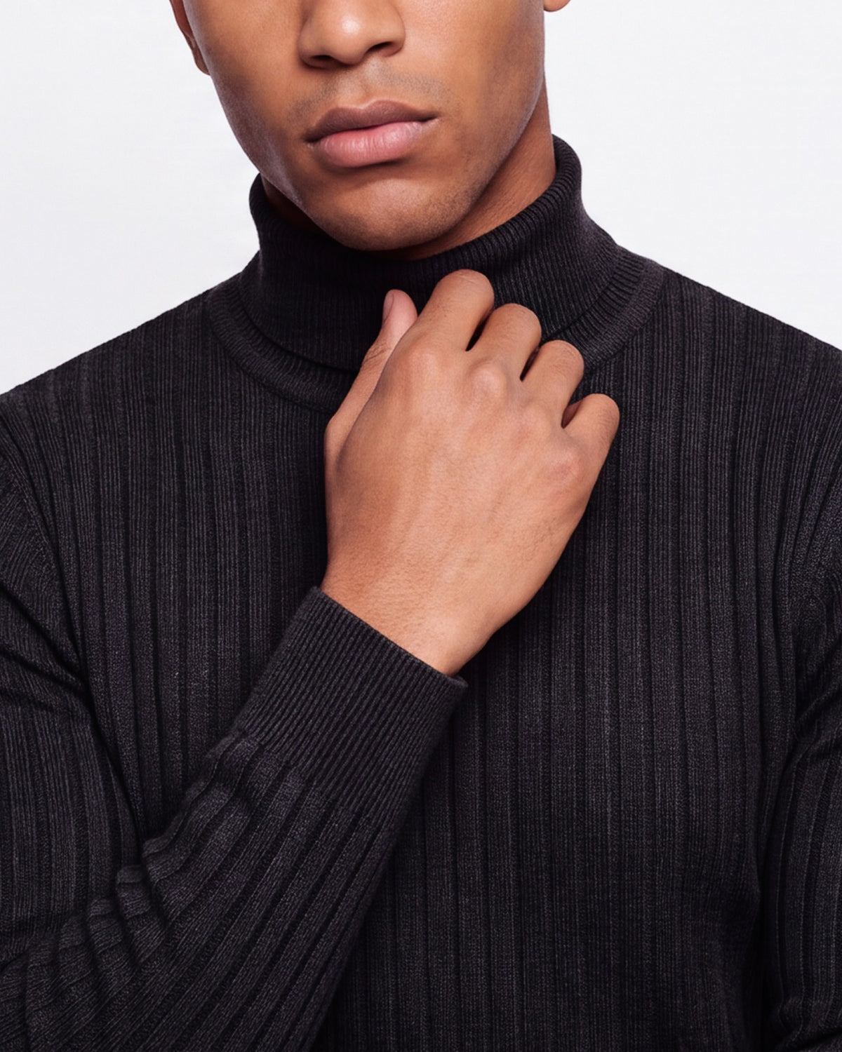 Ribbed Turtleneck - Black