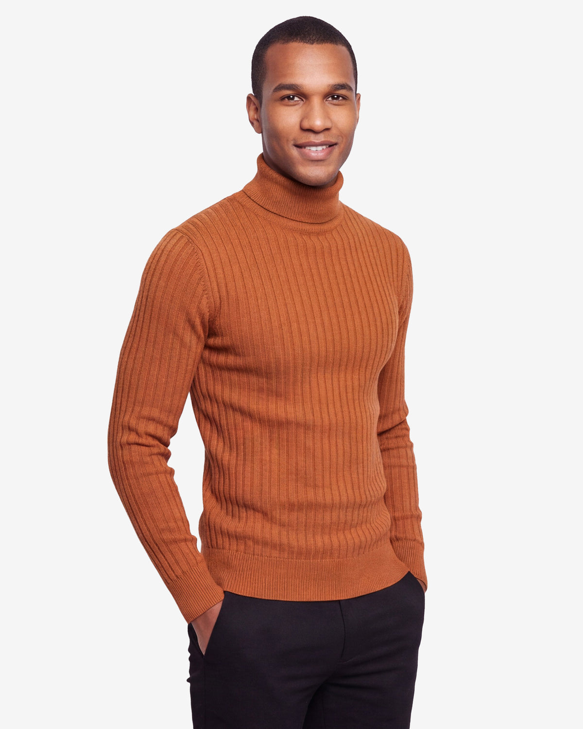 Ribbed Turtleneck - Brick