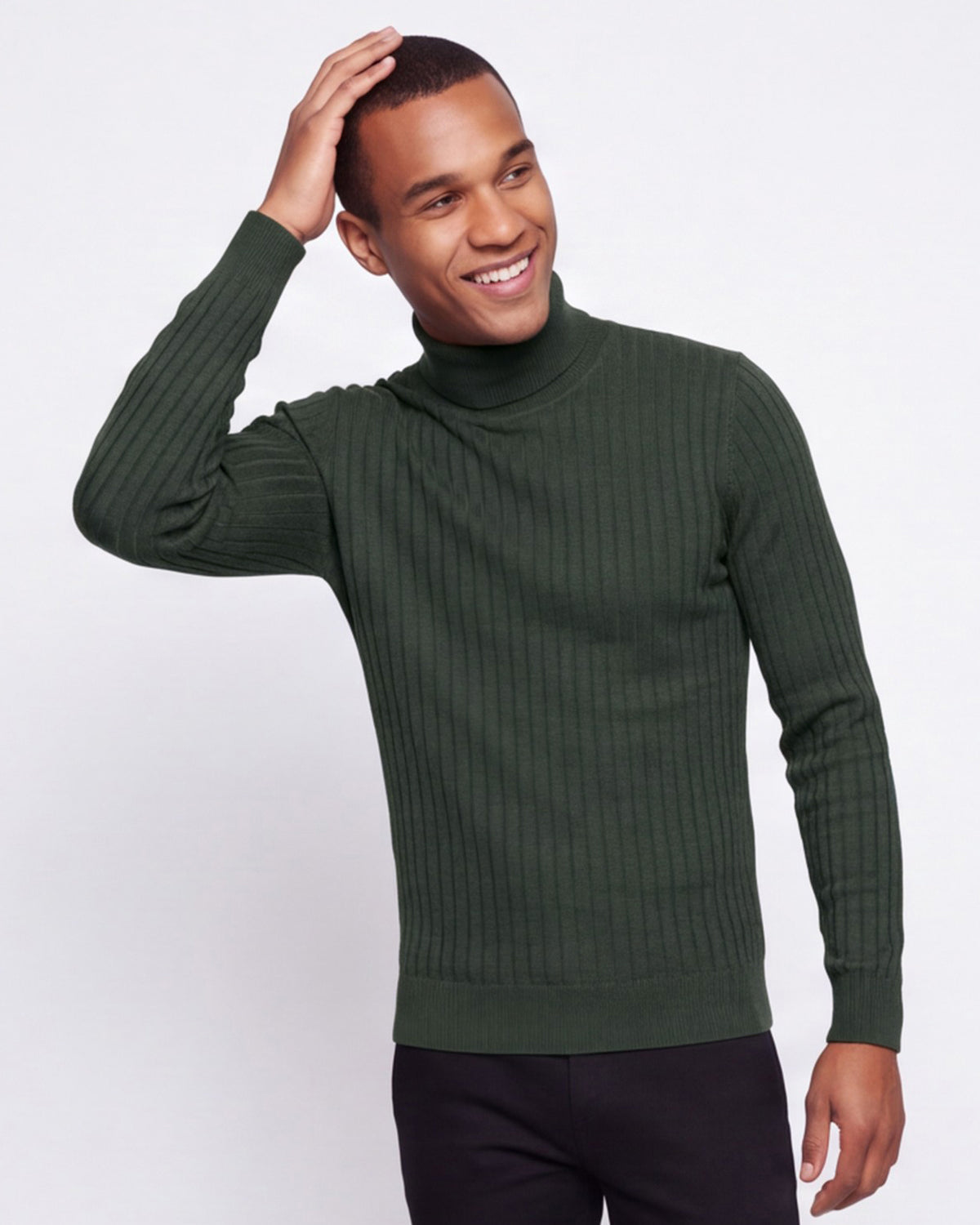 Ribbed Turtleneck - Hunter Green
