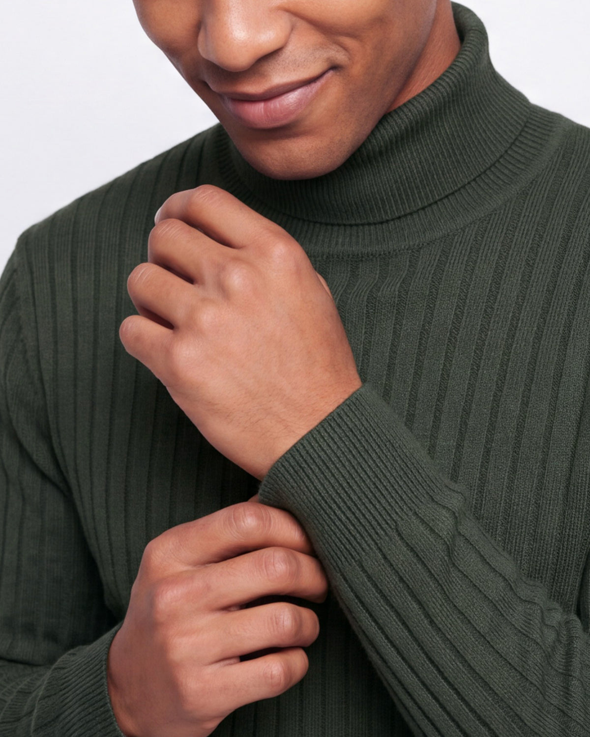 Ribbed Turtleneck - Hunter Green