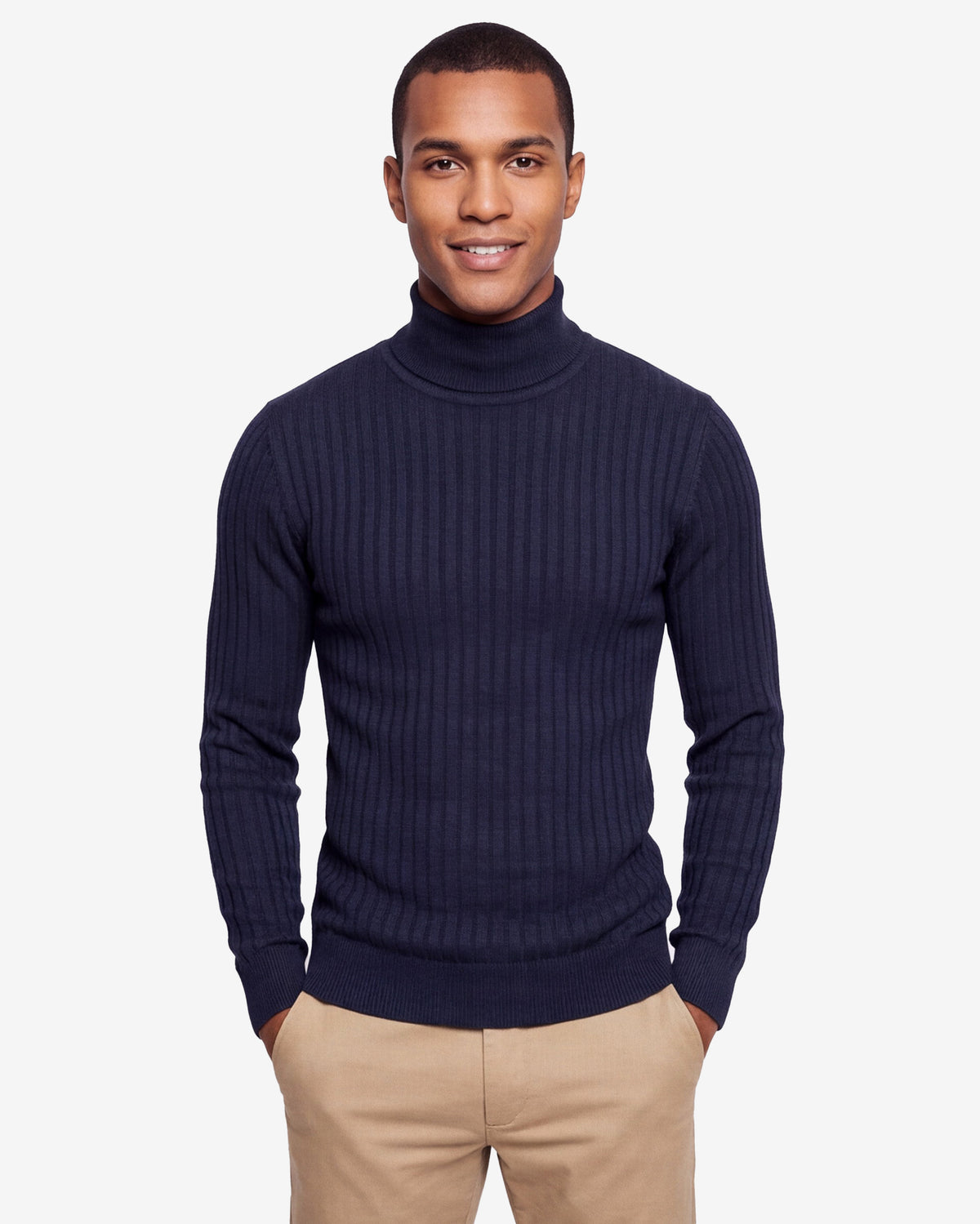 Ribbed Turtleneck - Navy