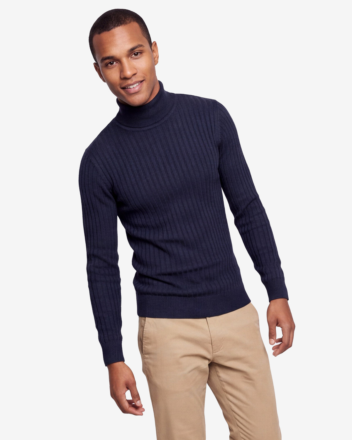 Ribbed Turtleneck - Navy