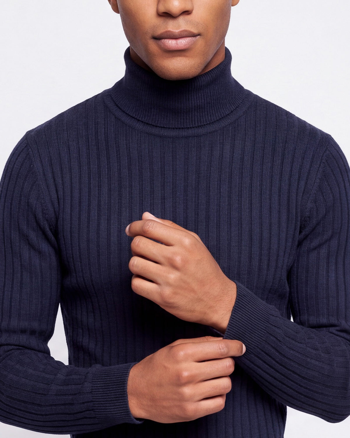 Ribbed Turtleneck - Navy