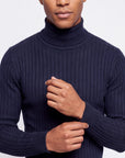 Ribbed Turtleneck - Navy