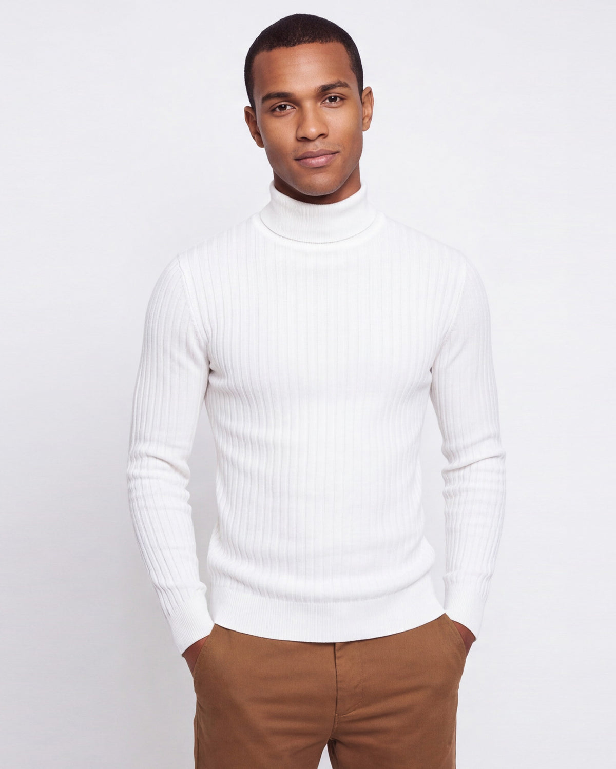 Ribbed Turtleneck - White