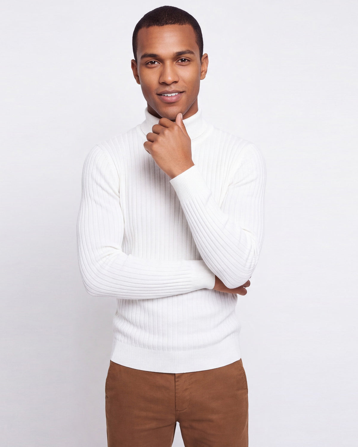 Ribbed Turtleneck - White