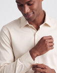 Stretch Must Have Solid Dress Shirt - Beige