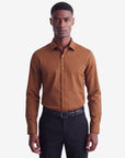 Stretch Must Have Solid Dress Shirt - Brown