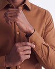 Stretch Must Have Solid Dress Shirt - Brown