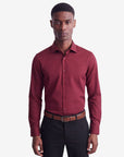 Stretch Must Have Solid Dress Shirt - Burgundy