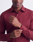 Stretch Must Have Solid Dress Shirt - Burgundy