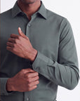 Stretch Must Have Solid Dress Shirt - Hunter