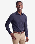 Stretch Must Have Solid Dress Shirt - Navy