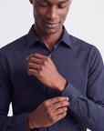 Stretch Must Have Solid Dress Shirt - Navy