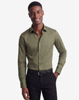 Stretch Must Have Solid Dress Shirt -  Olive
