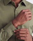 Stretch Must Have Solid Dress Shirt -  Olive