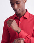 Stretch Must Have Solid Dress Shirt - Red
