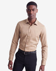 Stretch Must Have Solid Dress Shirt - Tan