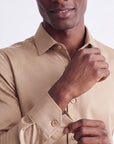 Stretch Must Have Solid Dress Shirt - Tan